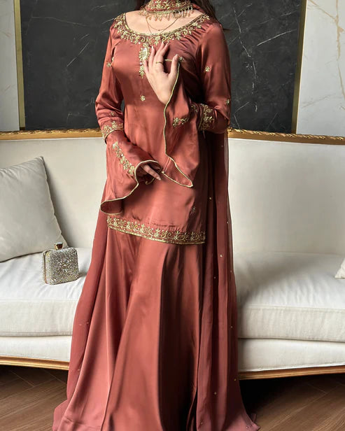 Roop Sheesha Silk Neck with Handwork