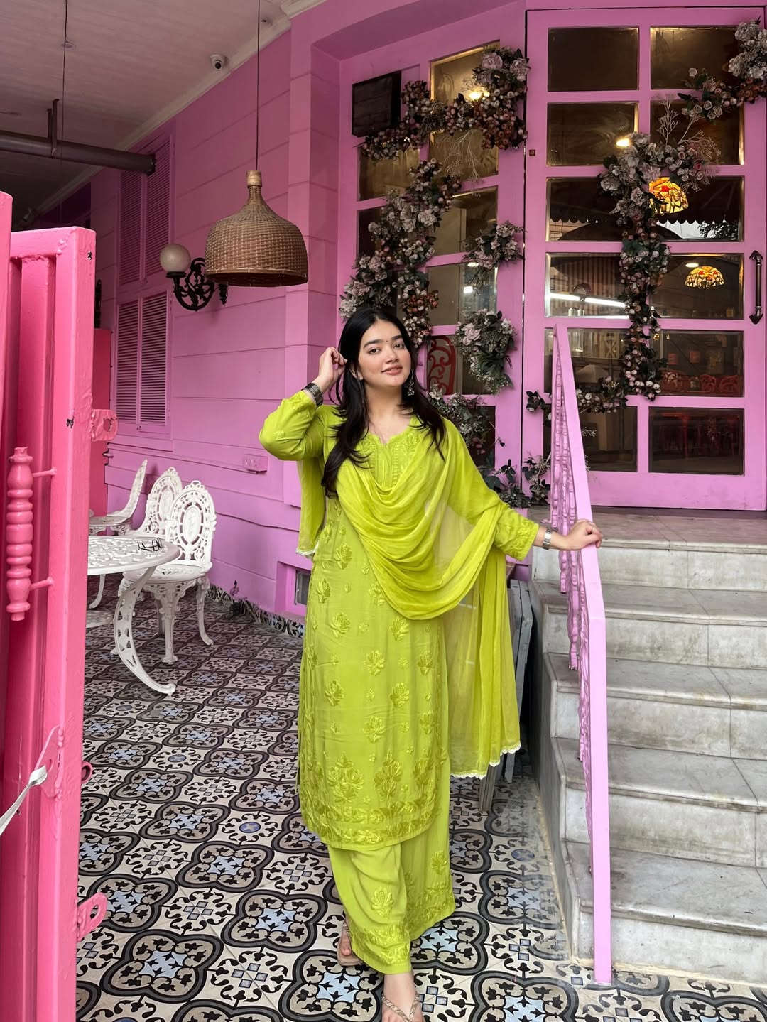 Pure Modal Fern Green Kurta Set with Dupatta