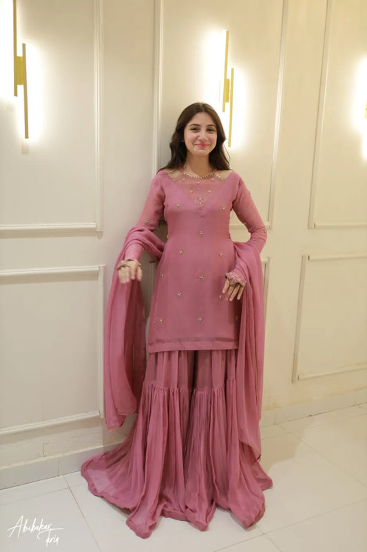 SOLID LILAC KURTA GHARARA WITH DUPATTA