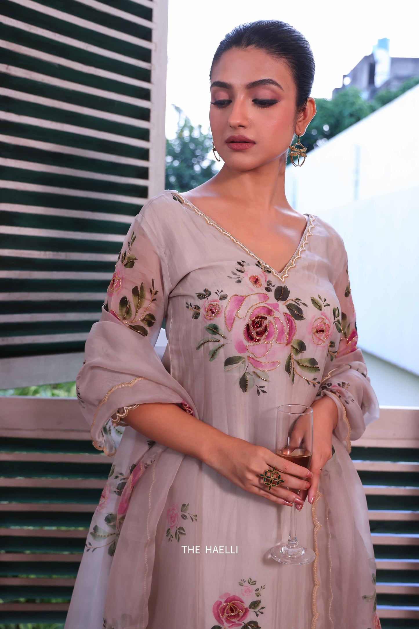 Tara Grey Organza Kurta Set