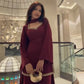 Maroon Georgette Suit – Kurta, Pant & Dupatta Set