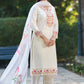 White Embroidered Chinon Solid Straight Kurta With Dupatta Set