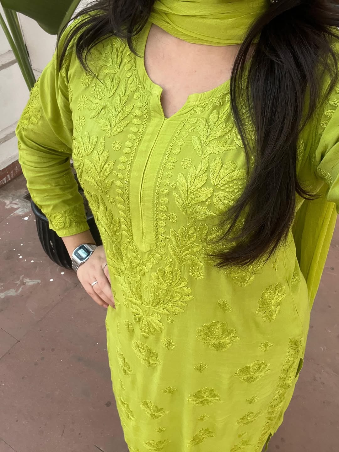 Pure Modal Fern Green Kurta Set with Dupatta