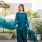 SOLID PEACOCK HAND EMBELLISHED KURTA WITH FARSHI SHALWAR AND DUPATTA