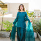 SOLID PEACOCK HAND EMBELLISHED KURTA WITH FARSHI SHALWAR AND DUPATTA