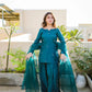 SOLID PEACOCK HAND EMBELLISHED KURTA WITH FARSHI SHALWAR AND DUPATTA