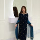 SOLID PEACOCK VELVET KURTA WITH STRAIGHT PANTS AND DUPATTA