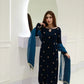 SOLID PEACOCK VELVET KURTA WITH STRAIGHT PANTS AND DUPATTA