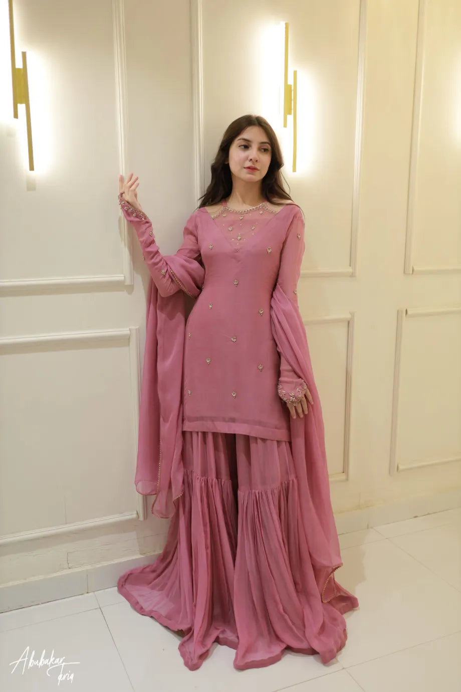 SOLID LILAC KURTA GHARARA WITH DUPATTA