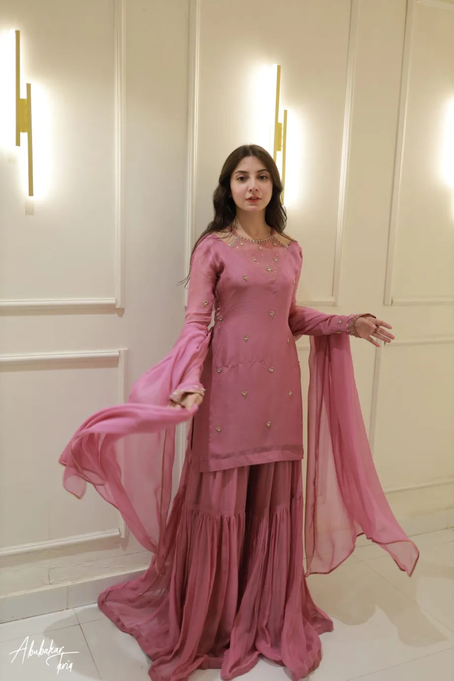 SOLID LILAC KURTA GHARARA WITH DUPATTA