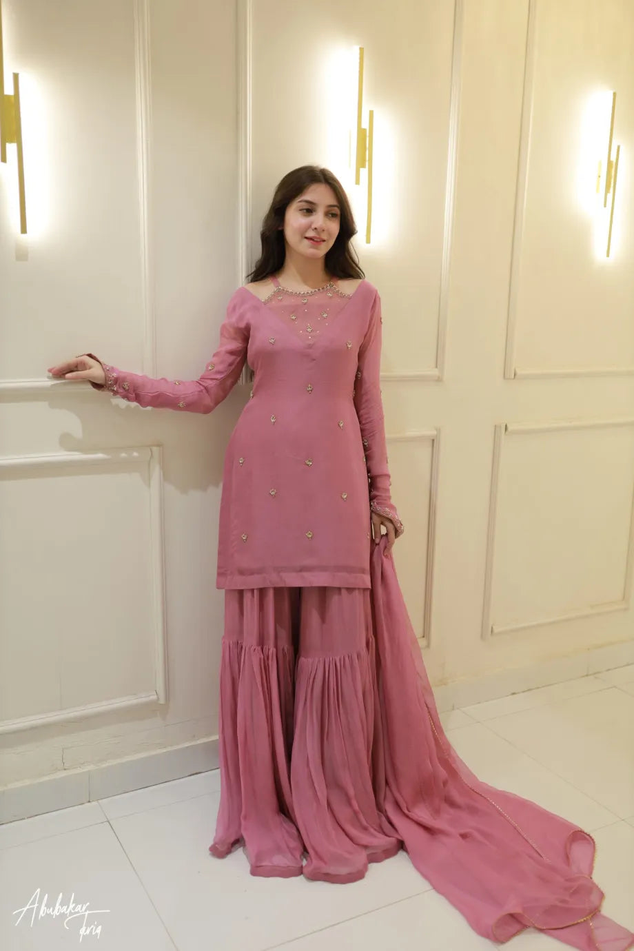 SOLID LILAC KURTA GHARARA WITH DUPATTA