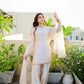 SOLID IVORY HAND EMBELLISHED KURTA WITH FARSHI SHALWAR AND DUPATTA