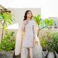 SOLID IVORY HAND EMBELLISHED KURTA WITH FARSHI SHALWAR AND DUPATTA