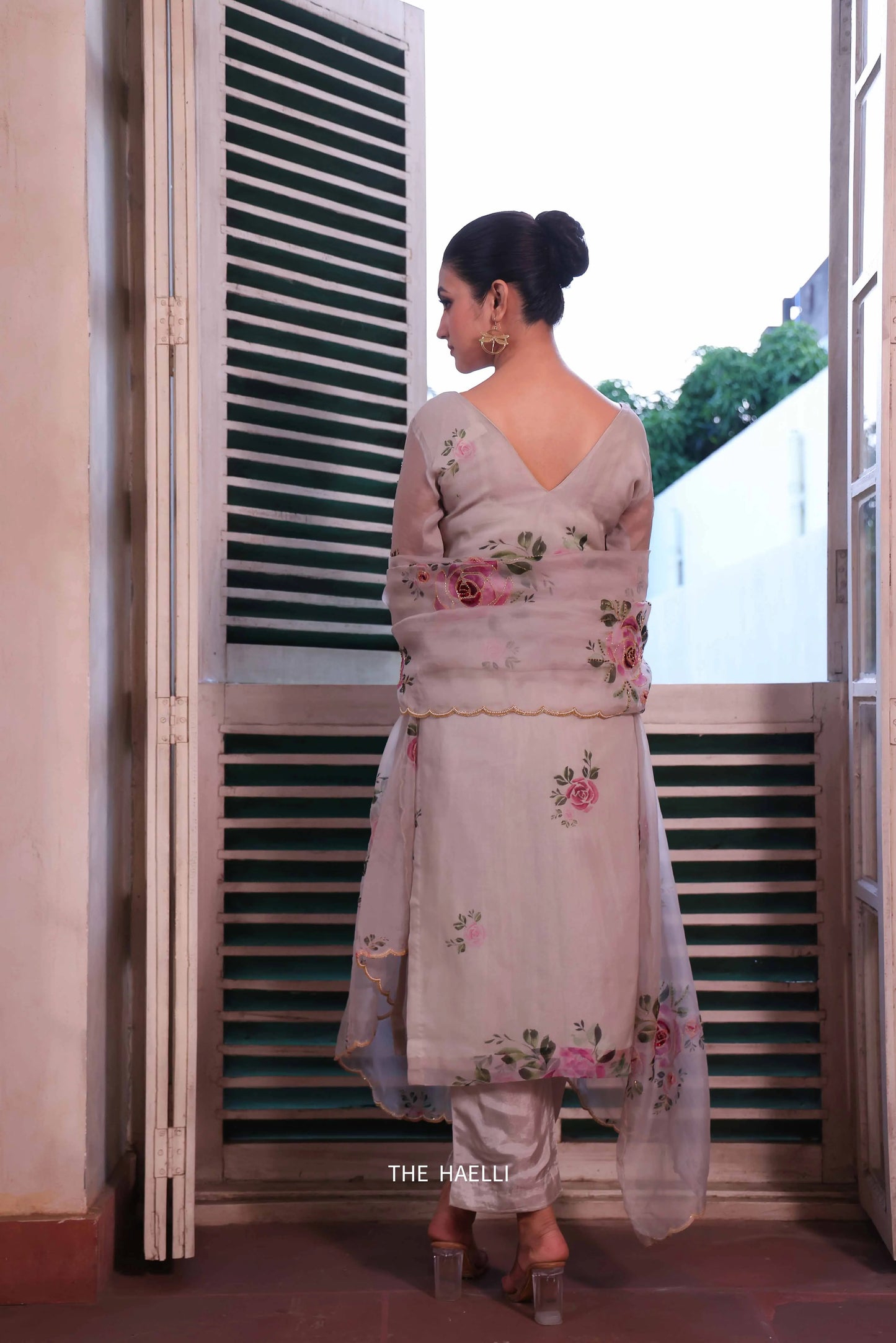 Tara Grey Organza Kurta Set